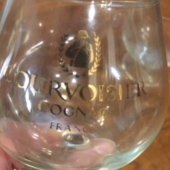 VTG Set of 2 Courvoisier Cognac Snifter FRANCE 4.5” Stem Glass Gold Lettering - Picture 4 of 6